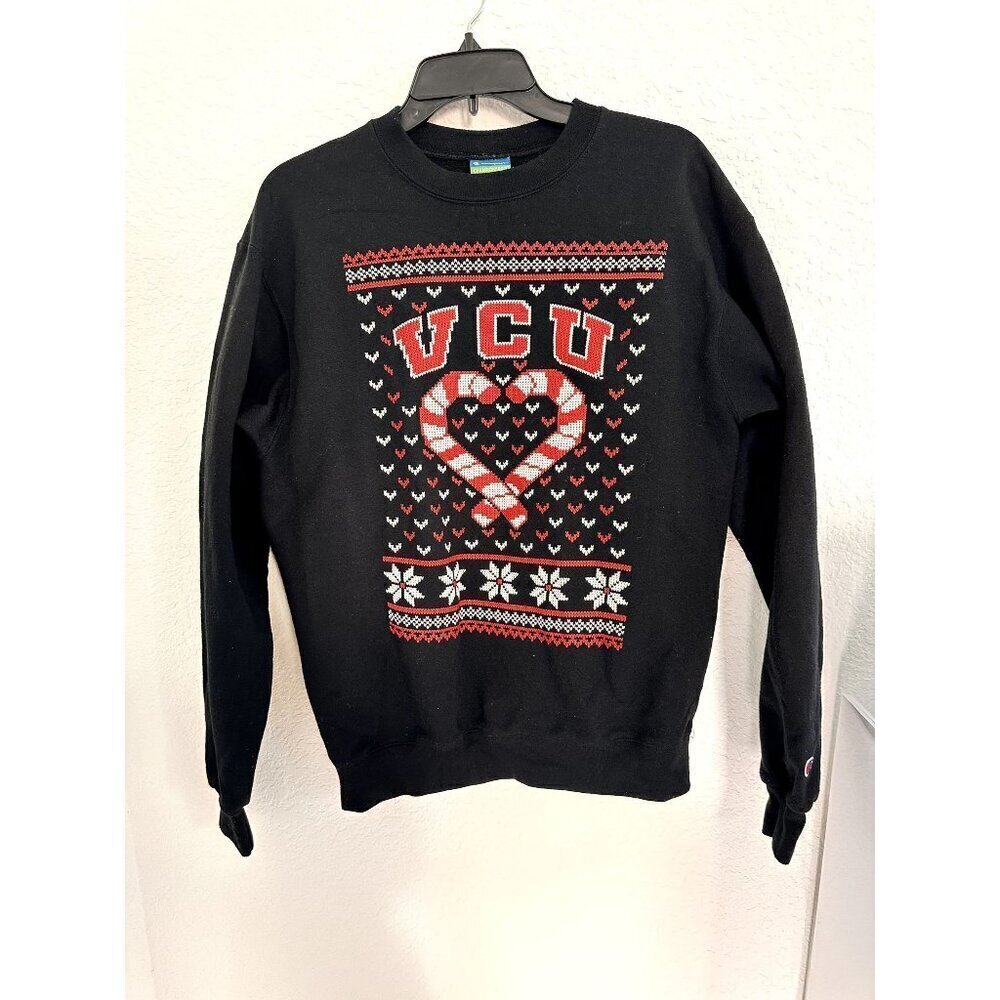 Rare Champion Eco Fleece‎ Future Friendly VCU Christmas Sweater Black Size M